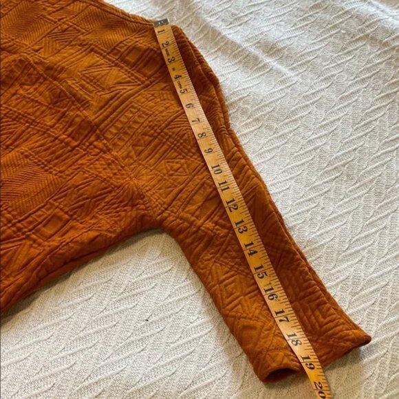 Rust Orange Textured Geometric Print Top 3/4 Sleeve Boho Bohemian Aztec - Picture 6 of 6